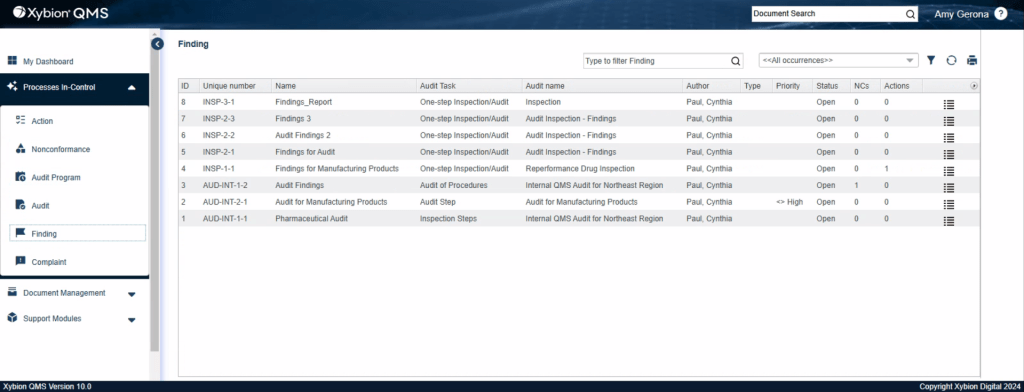 Xybion QMS (Quality Management System) Incident Management